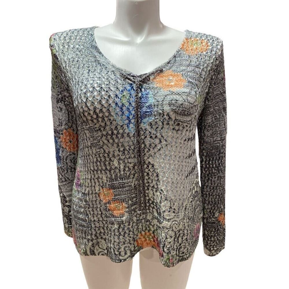 Medium LaSeine Floral Distressed Look Open Onit Sweater